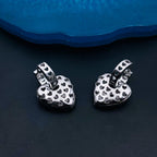 Love Heart Silver Baguette Cubic Zirconia Hoop Drop Earring Pair Bulk