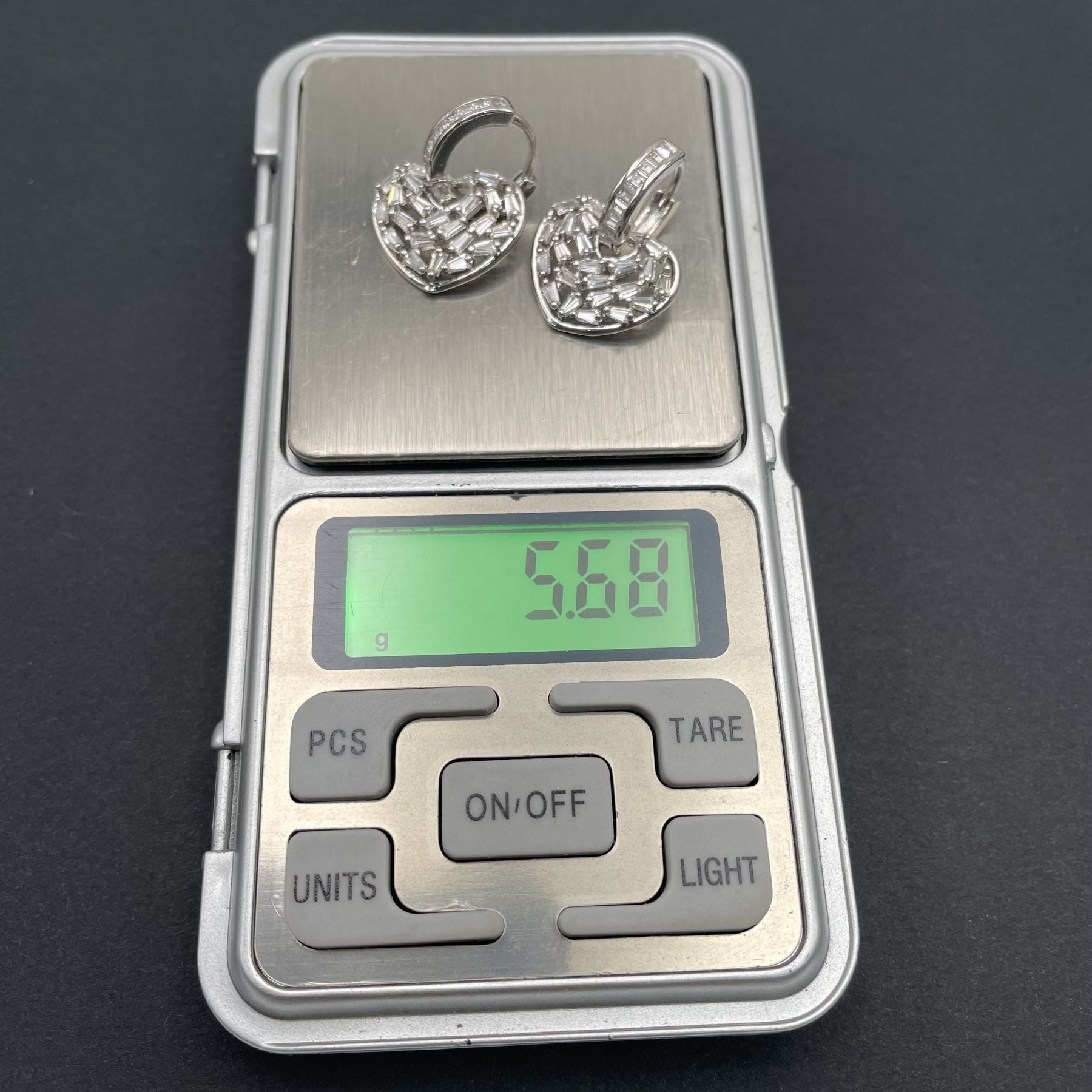Love Heart Silver Baguette Cubic Zirconia Hoop Drop Earring Pair Bulk