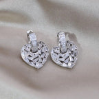 Love Heart Silver Baguette Cubic Zirconia Hoop Drop Earring Pair Bulk