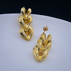Triple Heart Love Copper Glossy 18K Gold Dangler Drop Earring Bulk