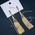 Long Chain Glossy Copper 18K Gold Dangling Tassel Earring Women Bulk