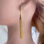 Long Chain Glossy Copper 18K Gold Dangling Tassel Earring Women Bulk