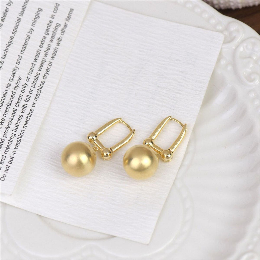 Ball Matte Copper 18K Gold Hoop Drop Earring For Women Bulk