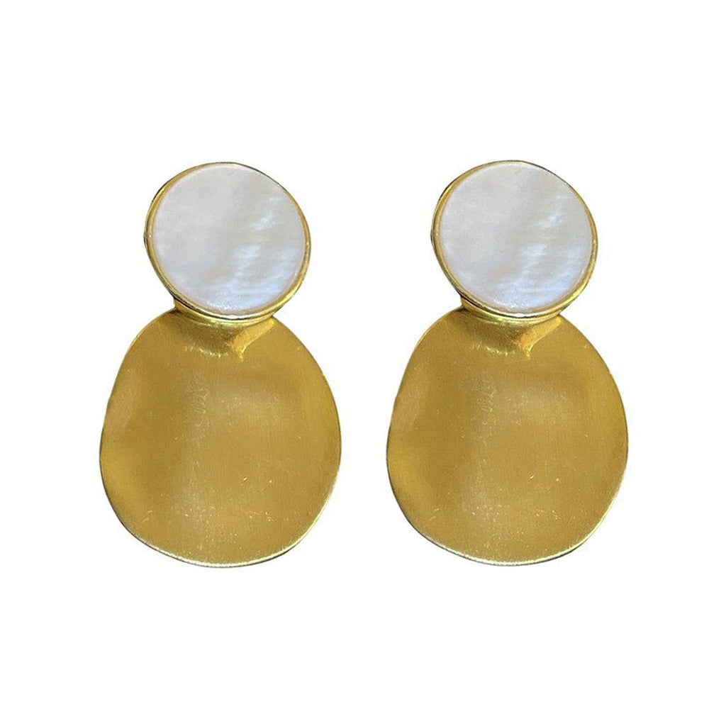Beaten Matte Finish White 18K Gold Copper Dangling Drop Earring Bulk