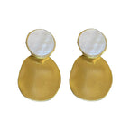 Beaten Matte Finish White 18K Gold Copper Dangling Drop Earring Bulk