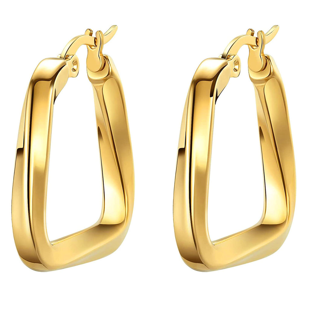 3D Triangle Copper 18K Gold Hoop Bali Earring For Women Bulk