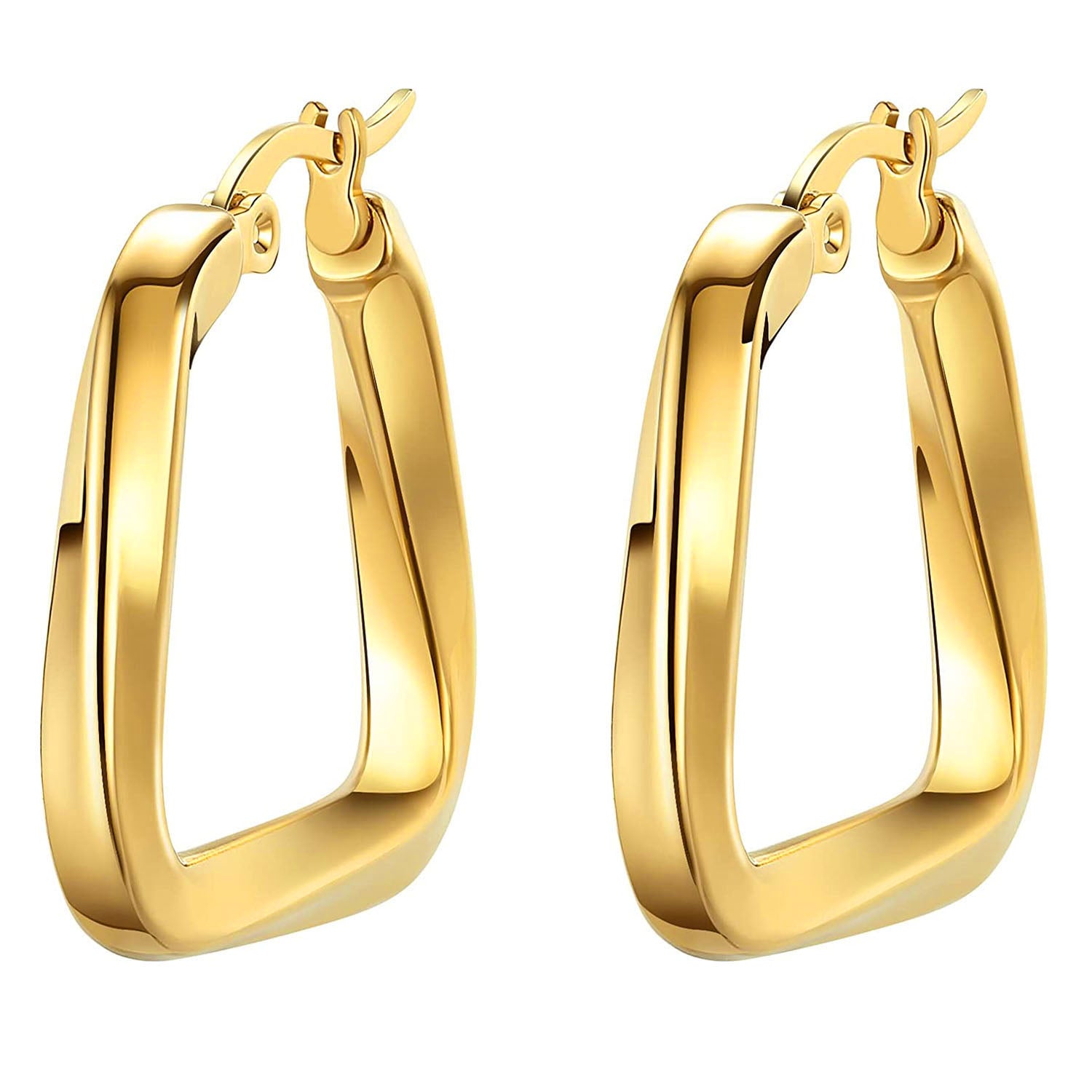 3D Triangle Copper 18K Gold Hoop Bali Earring For Women Bulk