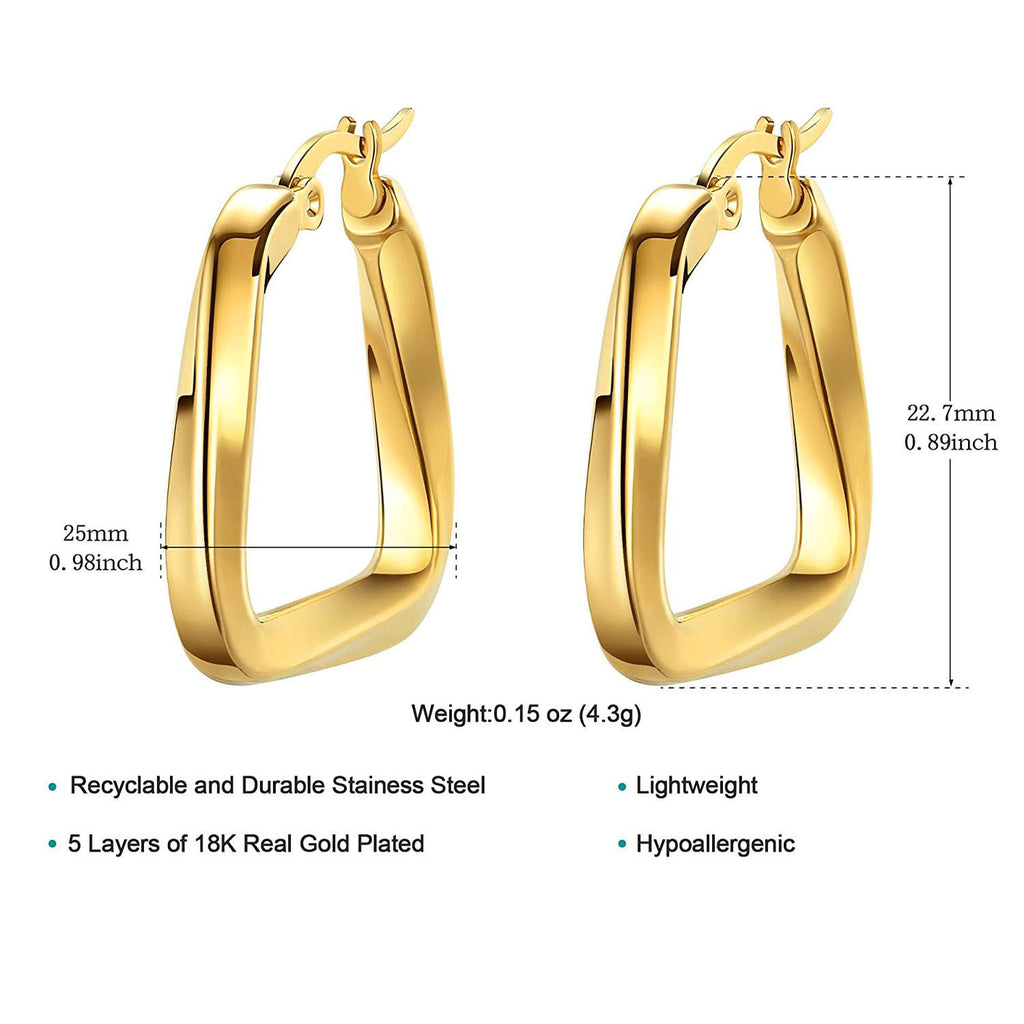 3D Triangle Copper 18K Gold Hoop Bali Earring For Women Bulk