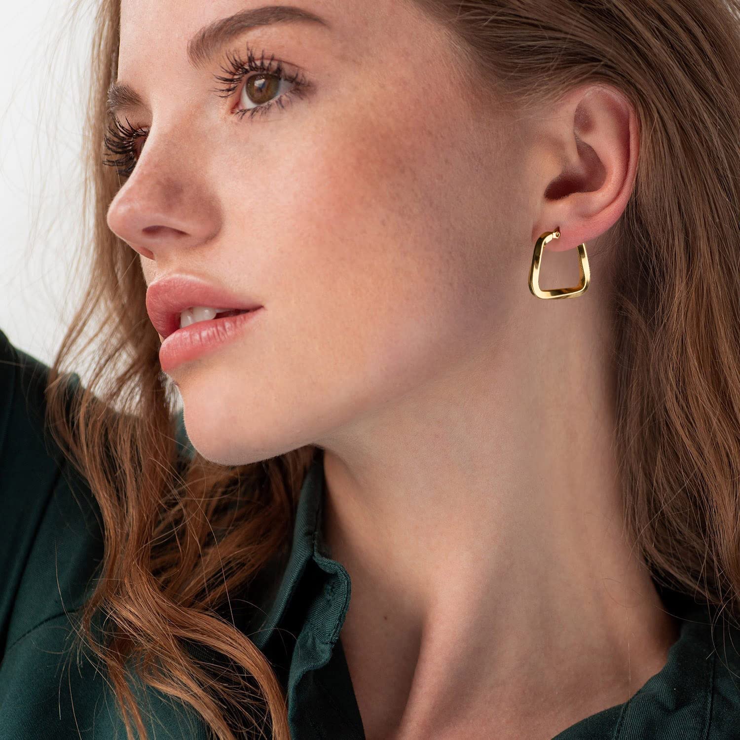 3D Triangle Copper 18K Gold Hoop Bali Earring For Women Bulk