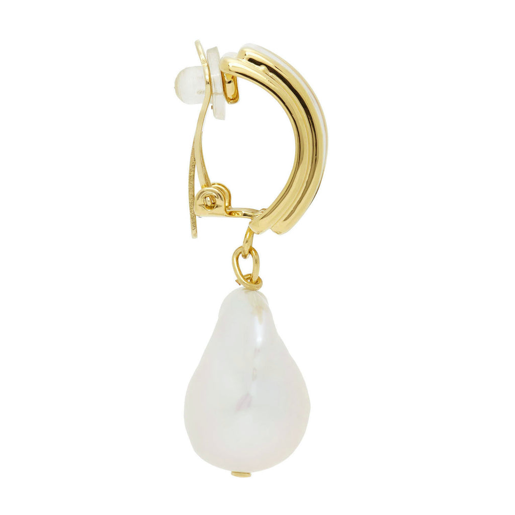 Tulip Enamel Baroque Pearl Gold Copper Dangling Drop Earring Bulk