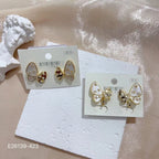 Butterfly Mother Of Pearl CZ Copper 18K Gold Stud Earring Bulk