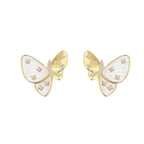 Butterfly Mother Of Pearl CZ Copper 18K Gold Stud Earring Bulk