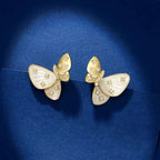 Butterfly Mother Of Pearl CZ Copper 18K Gold Stud Earring Bulk