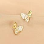 Butterfly Mother Of Pearl CZ Copper 18K Gold Stud Earring Bulk