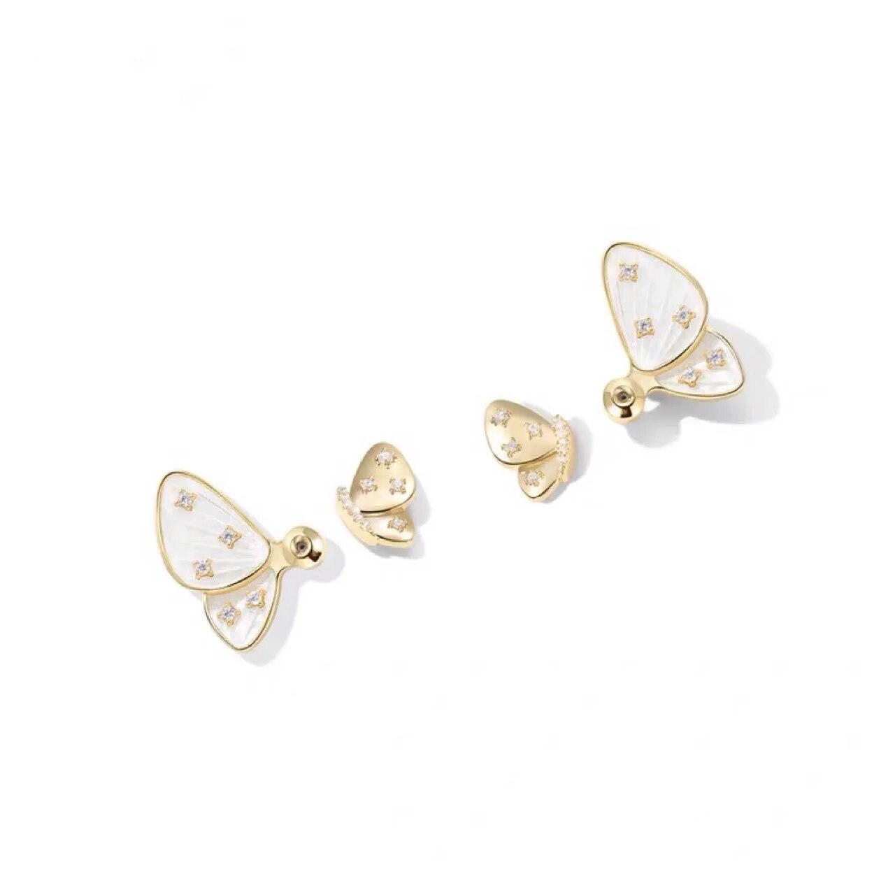 Butterfly Mother Of Pearl CZ Copper 18K Gold Stud Earring Bulk