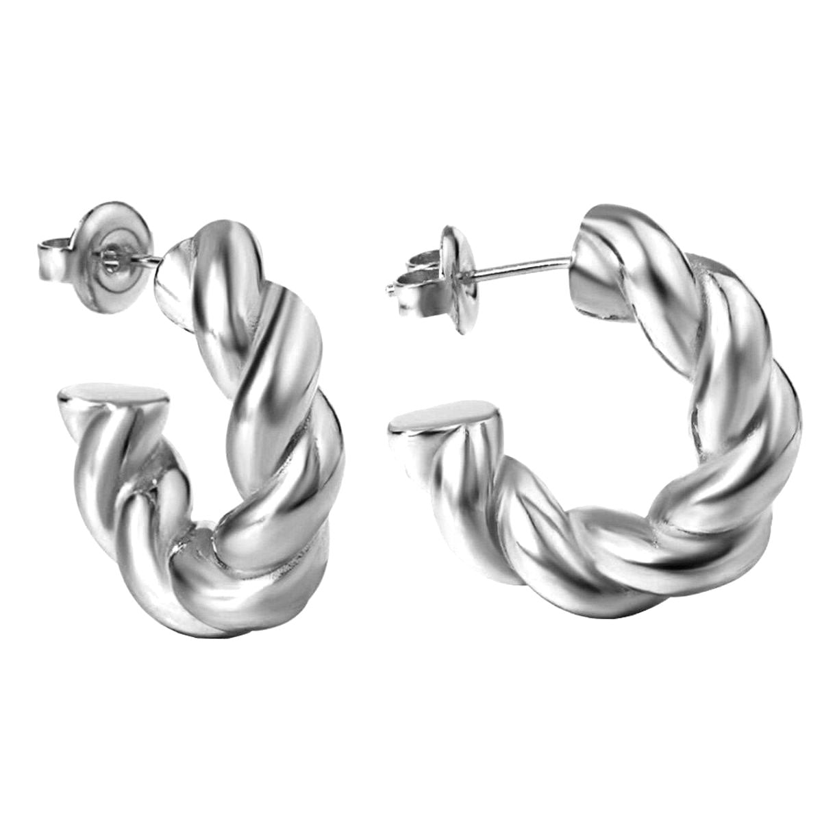 Twisted Croissant Glossy Copper Gold Hoop Bali Earrings for Women