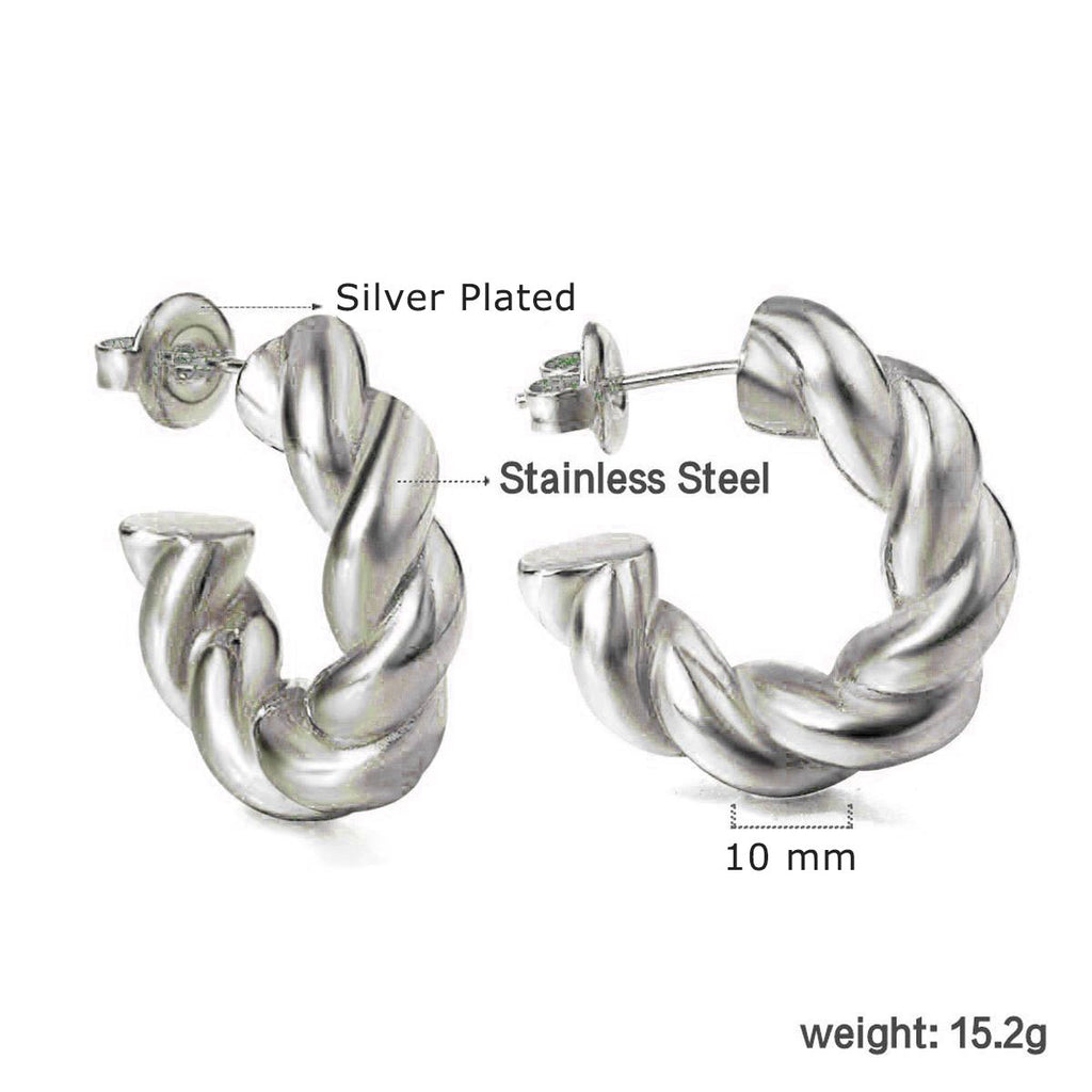 Twisted Croissant Glossy Copper Gold Hoop Bali Earrings for Women