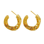 Beaten Gold Glossy 18K Gold Anti Tarnish Copper Hoop Bali Earring Bulk