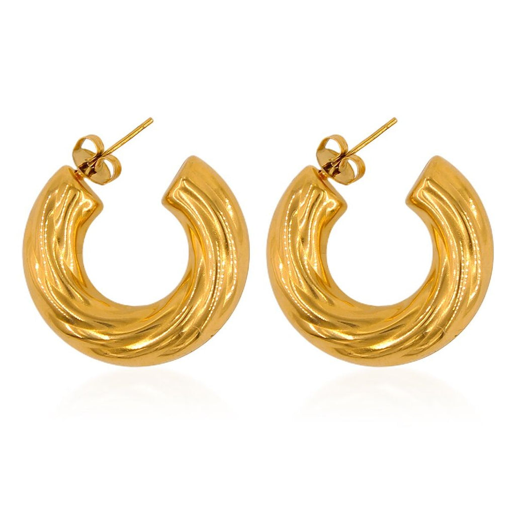 Layered Gold Glossy Gold Anti Tarnish Copper Hoop Bali Earring Bulk