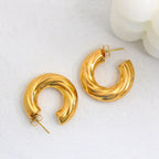 Layered Gold Glossy Gold Anti Tarnish Copper Hoop Bali Earring Bulk