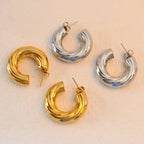 Layered Gold Glossy Gold Anti Tarnish Copper Hoop Bali Earring Bulk