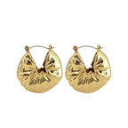 Beaten 18K Glossy Gold Anti Tarnish Copper Hoop Bali Earring Bulk