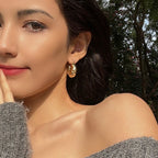 Beaten 18K Glossy Gold Anti Tarnish Copper Hoop Bali Earring Bulk