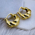 Croissant Twisted Glossy Gold Anti Tarnish Hoop Bali Earring Bulk