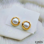 Wrapped Beaten 18K Gold Pearl Stud Earring For Women Bulk