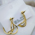 Triple Box Chain 18K Gold Dangling Earring For Women Bulk