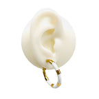 White Enamel 18K Glossy Gold Stainless Steel Hoop Earrings Women Bulk