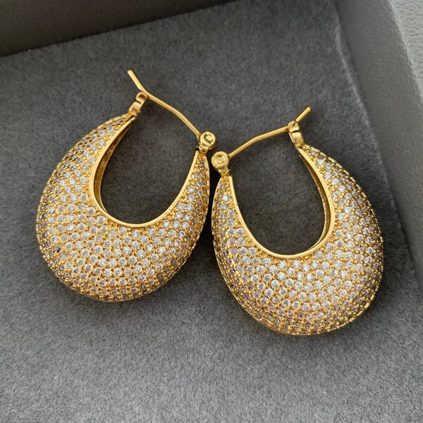 Cubic Zirconia 18K Gold Anti Tarnish Hoop Bali Earring For Women Bulk Main image