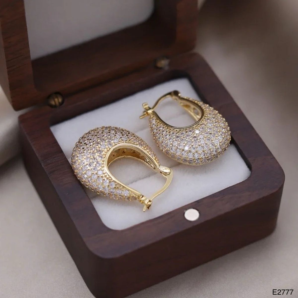 Cubic Zirconia 18K Gold Anti Tarnish Hoop Bali Earring For Women Bulk