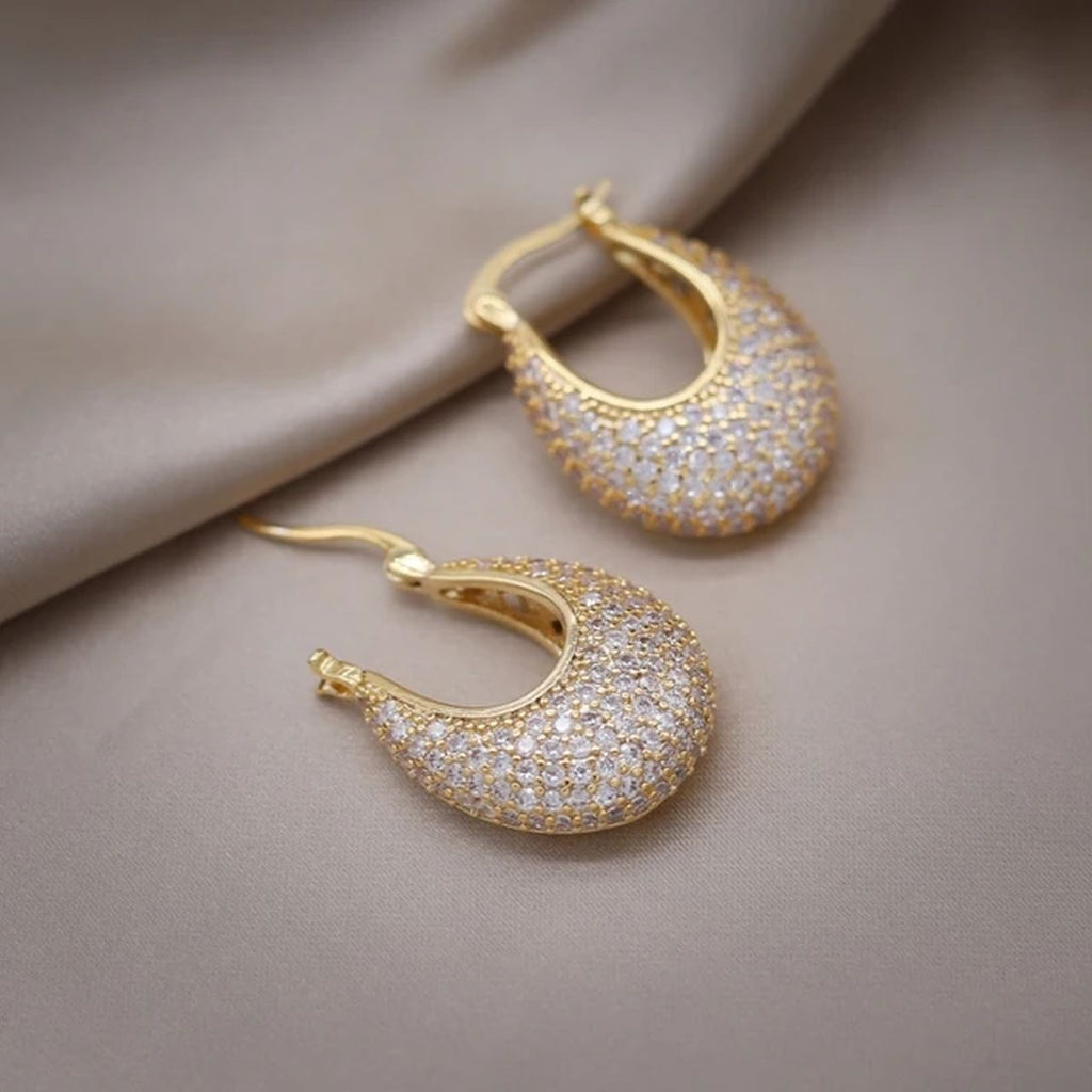 Cubic Zirconia 18K Gold Anti Tarnish Hoop Bali Earring For Women Bulk