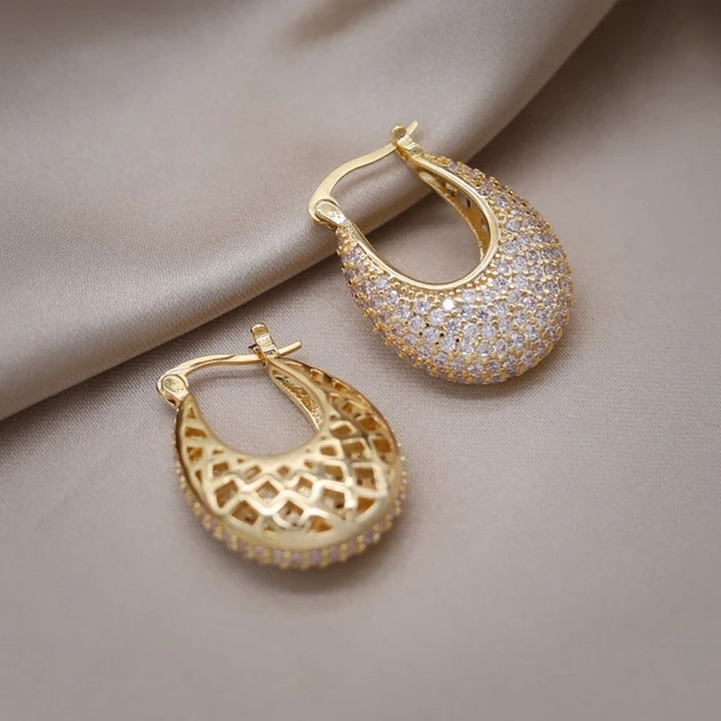 Cubic Zirconia 18K Gold Anti Tarnish Hoop Bali Earring For Women Bulk