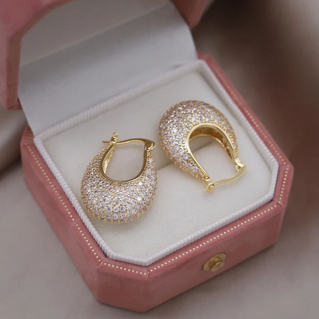 Cubic Zirconia 18K Gold Anti Tarnish Hoop Bali Earring For Women Bulk