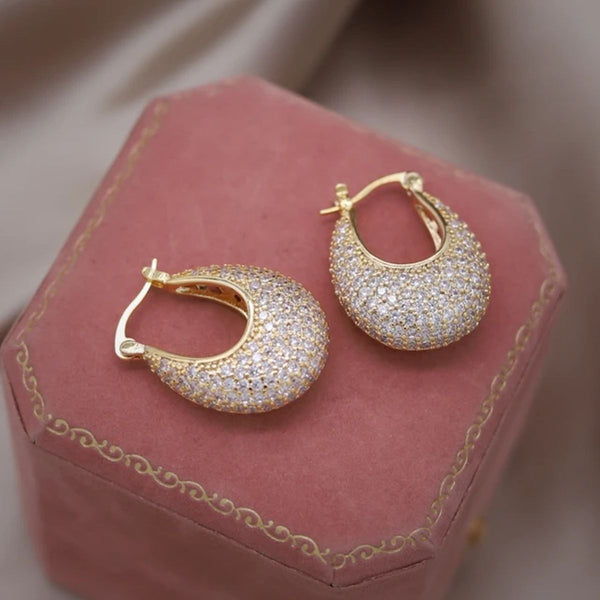 Cubic Zirconia 18K Gold Anti Tarnish Hoop Bali Earring For Women Bulk Secondary image