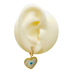 Heart Love Mother Of Pearl Evil Eye 18K Gold Anti Tarnish Hoop Drop Earring For Women
