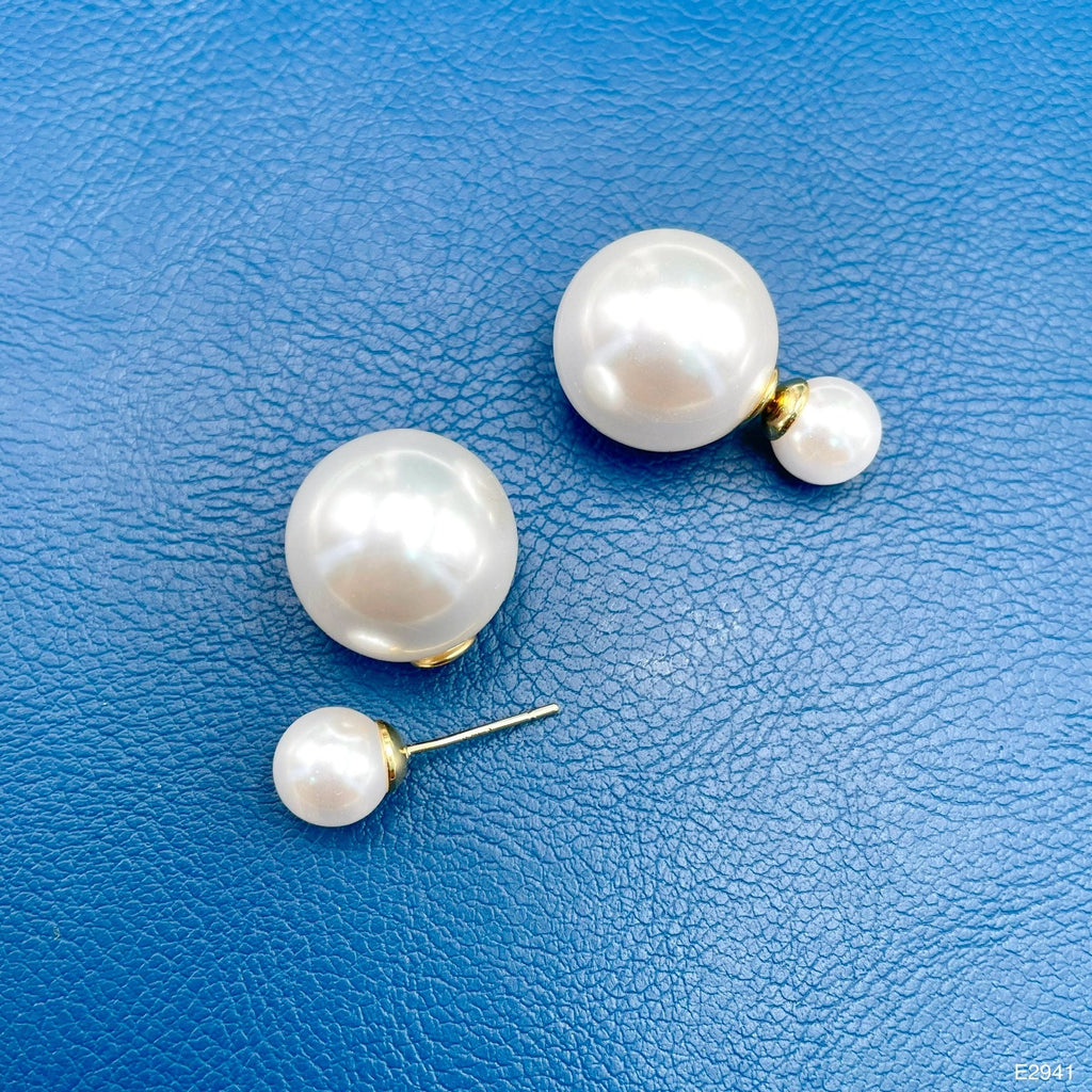 Pearl Back Closer White Pearl Copper Anti Tarnish Stud Earring Bulk