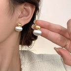 Fresh Water Pearl Glossy Gold Button Anti Tarnish Stud Earring Bulk