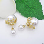 Pearl Back Closer White Gold CZ Pearl Anti Tarnish Drop Earring Bulk