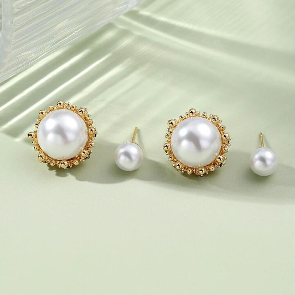 Pearl Back Closer White Gold CZ Pearl Anti Tarnish Drop Earring Bulk