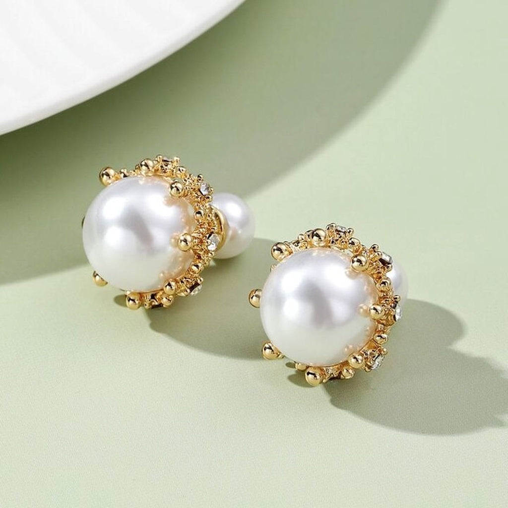 Pearl Back Closer White Gold CZ Pearl Anti Tarnish Drop Earring Bulk