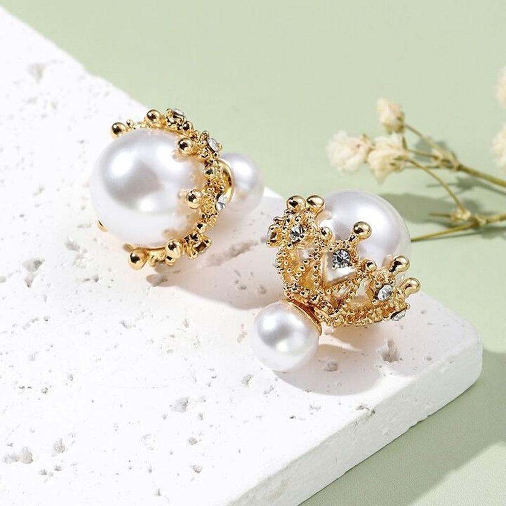 Pearl Back Closer White Gold CZ Pearl Anti Tarnish Drop Earring Bulk