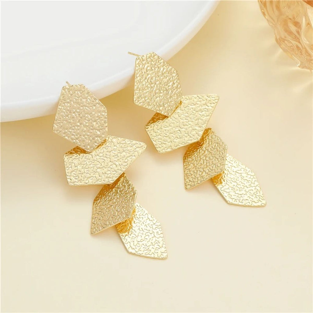 Geometric Shape Dented 18K Gold Anti Tarnish Dangler Earring Bulk