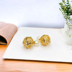 Fresh Water Pearl Baguette Zircons Gold Anti Tarnish Stud Earring Bulk