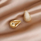 Teardrop Pave Paisley Mango CZ Gold Anti Tarnish Stud Earring Bulk