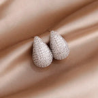Teardrop Pave Paisley Mango CZ Gold Anti Tarnish Stud Earring Bulk