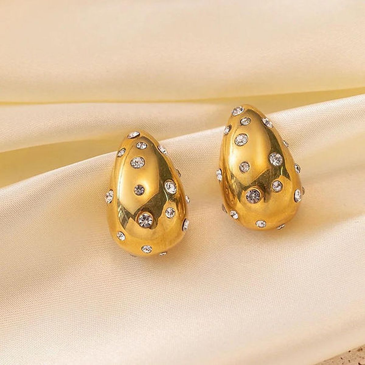 Bottega Paisley Mango Snail Cubic Zirconia Stainless Steel 18K Gold 32mm Stud Earring for Women Main image