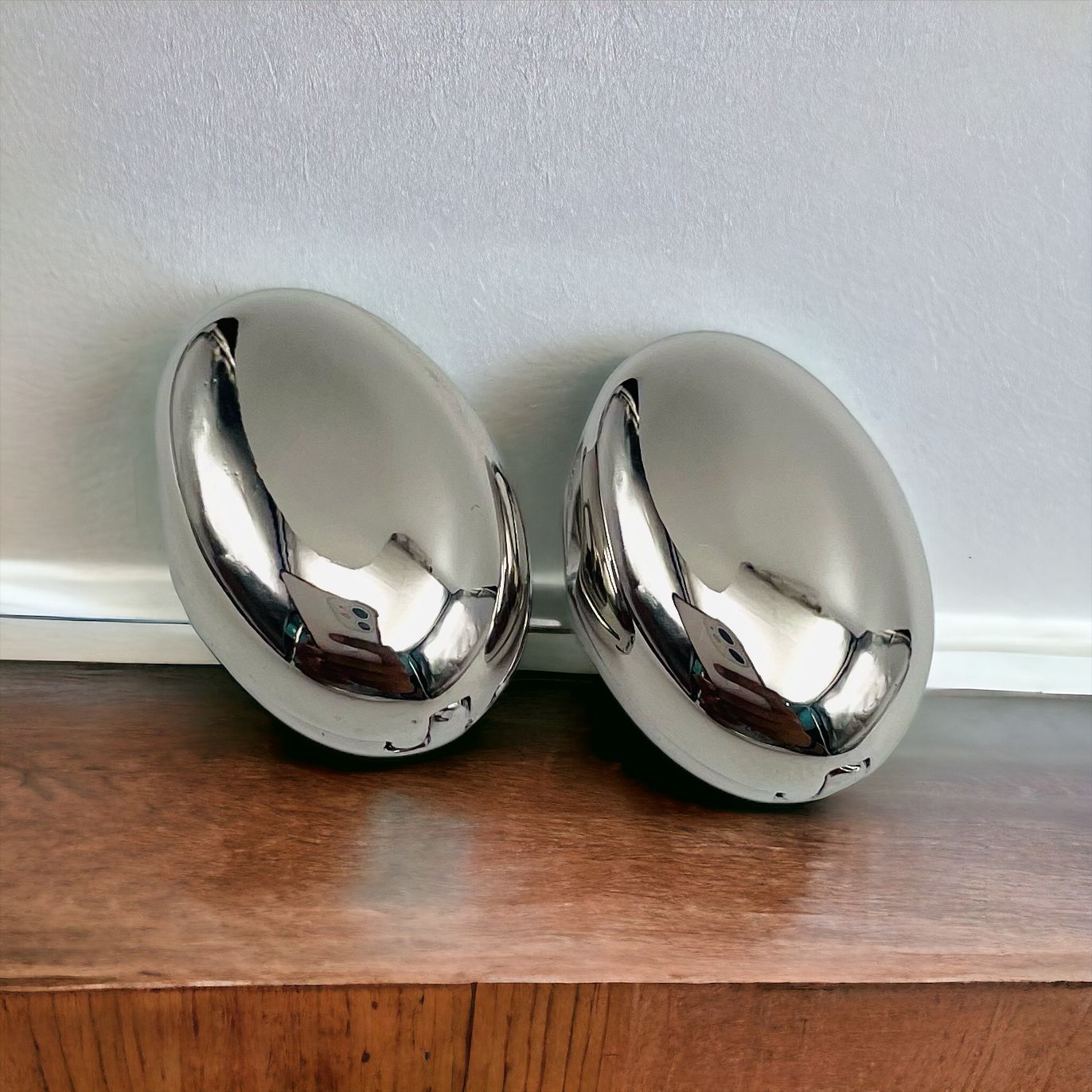 Dual Side Oval Glossy Silver Anti Tarnish Oval Stud Hoop Earring Bulk